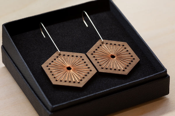 Walnut HEX earrings